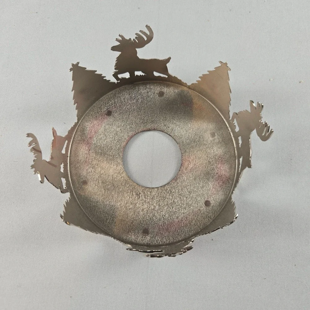 International Silver Christmas Holiday Candle Holder Reindeer‎ Trees 6